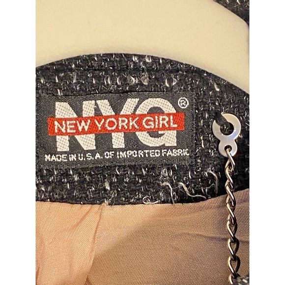 New York‎ Girl Vintage Wool Blend Jacket Coat - Size 12 - Black & Gray - Picture 2 of 14